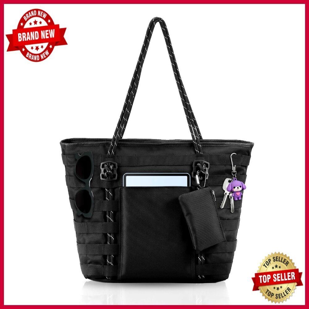 Large 21L Nylon Tote Bag with Laptop Compartment and Multiple Pockets